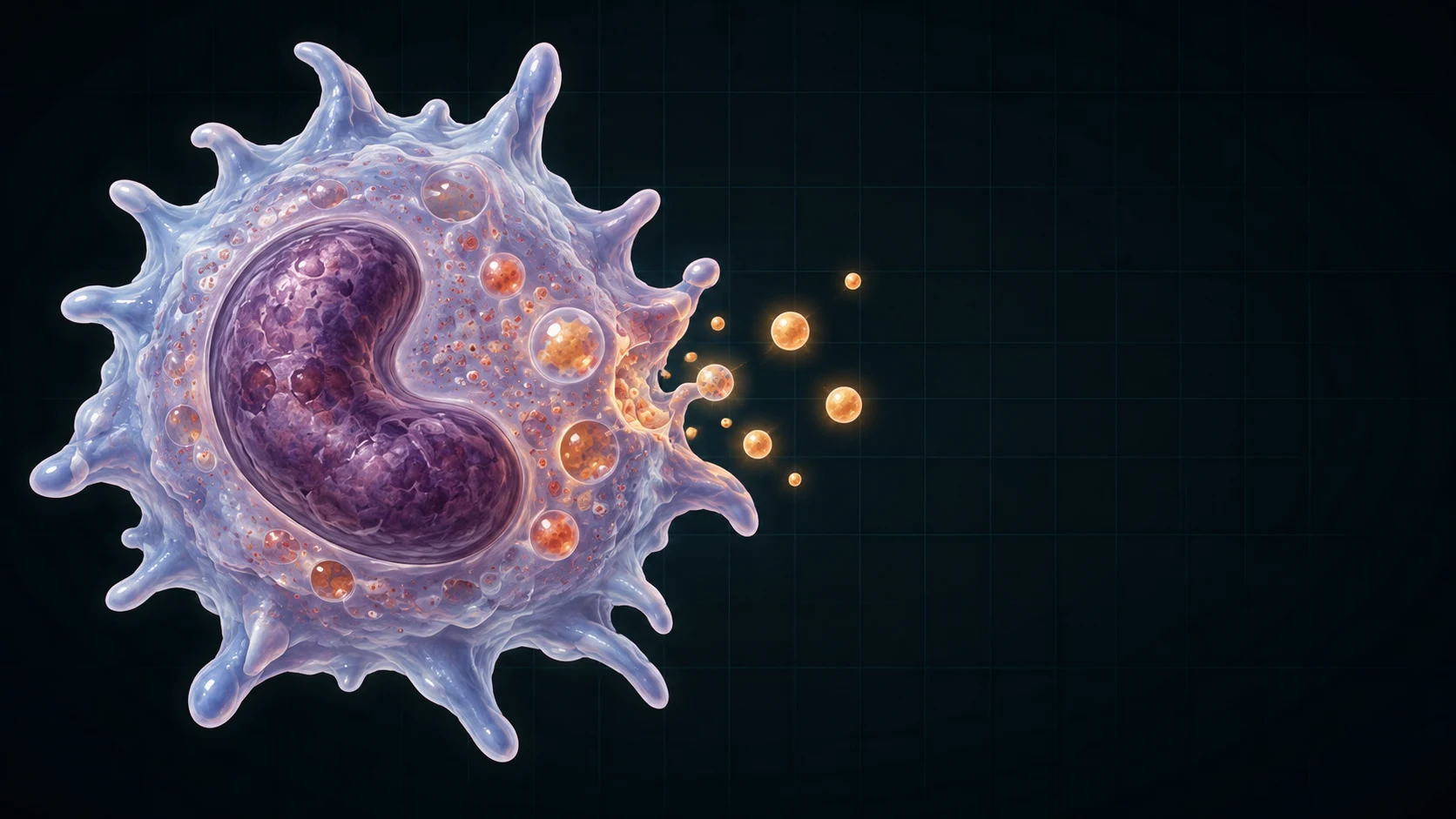 Medical illustration of an activated immune cell